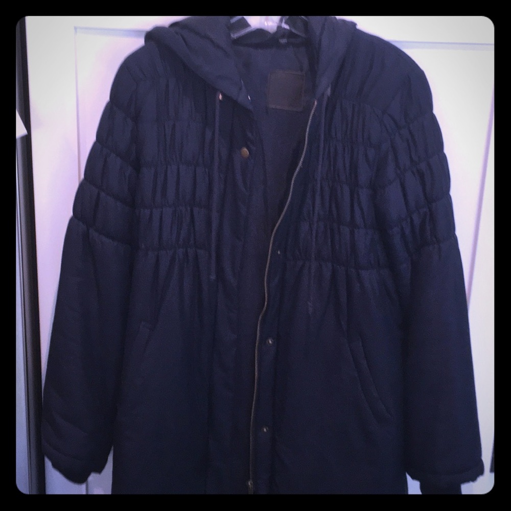 Joie navy blue smocked down coat